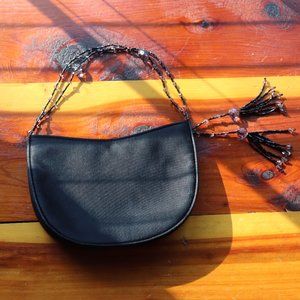 Black Mini Purse With Beaded Strap